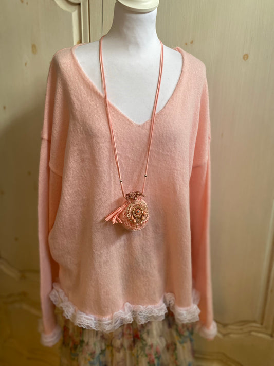 Pulls Anais rose convient du 42 au 48