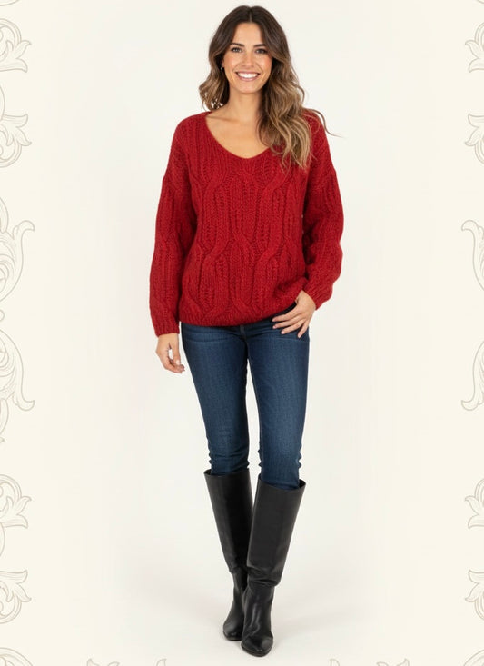 ❤️ Pulls torsade Rouge du 40 au 50