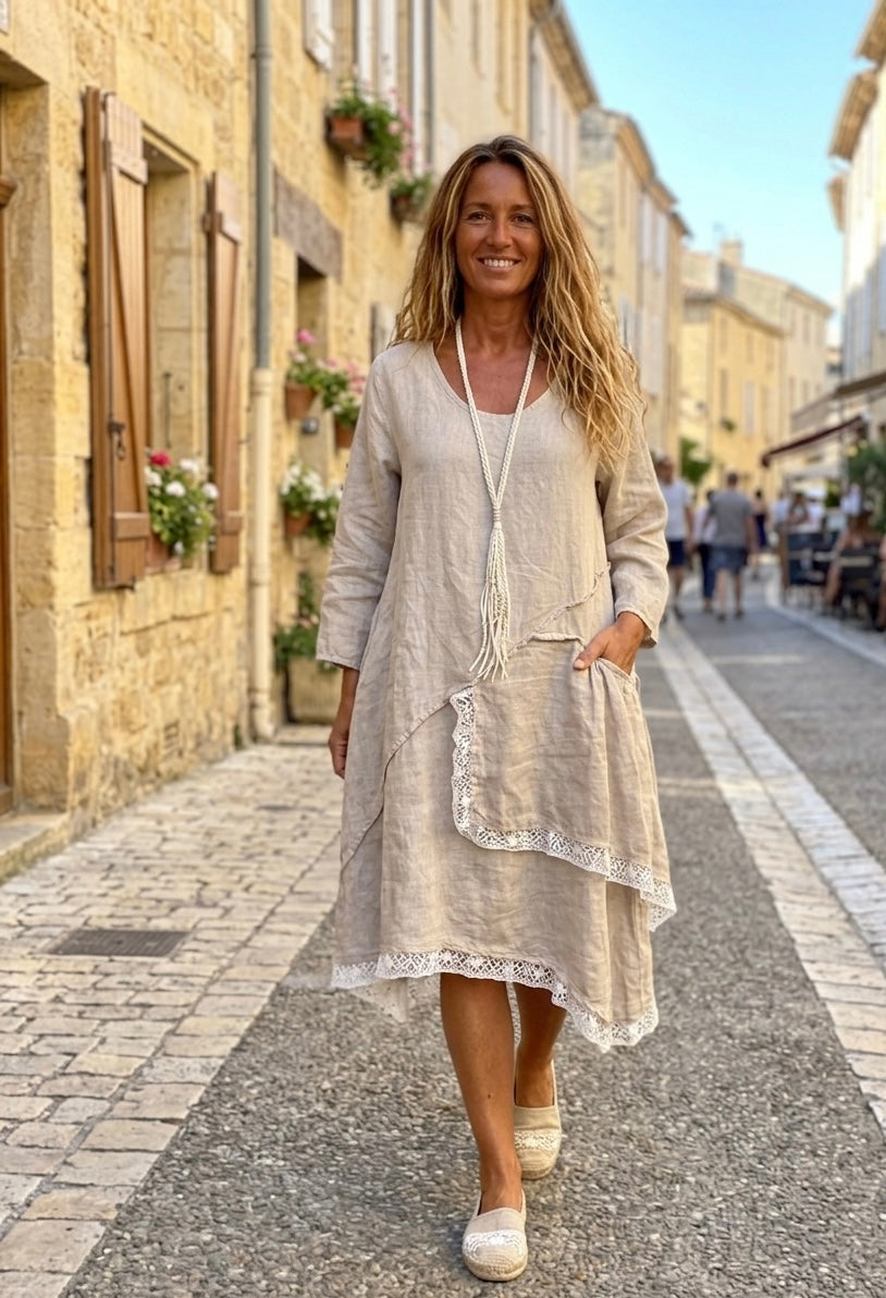 Robe Lin ficelle Carla du 40 au 46+