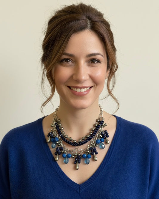 Collier cascade bleu