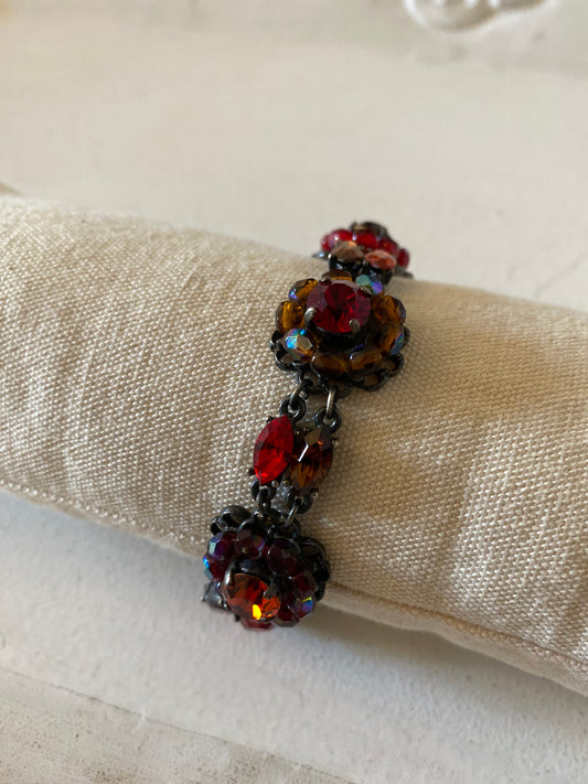 Bracelet cristal et pâte de verre bordeaux