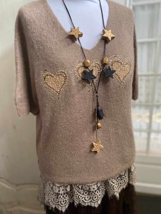Pull 3 cœur chocolat du 38 au 46