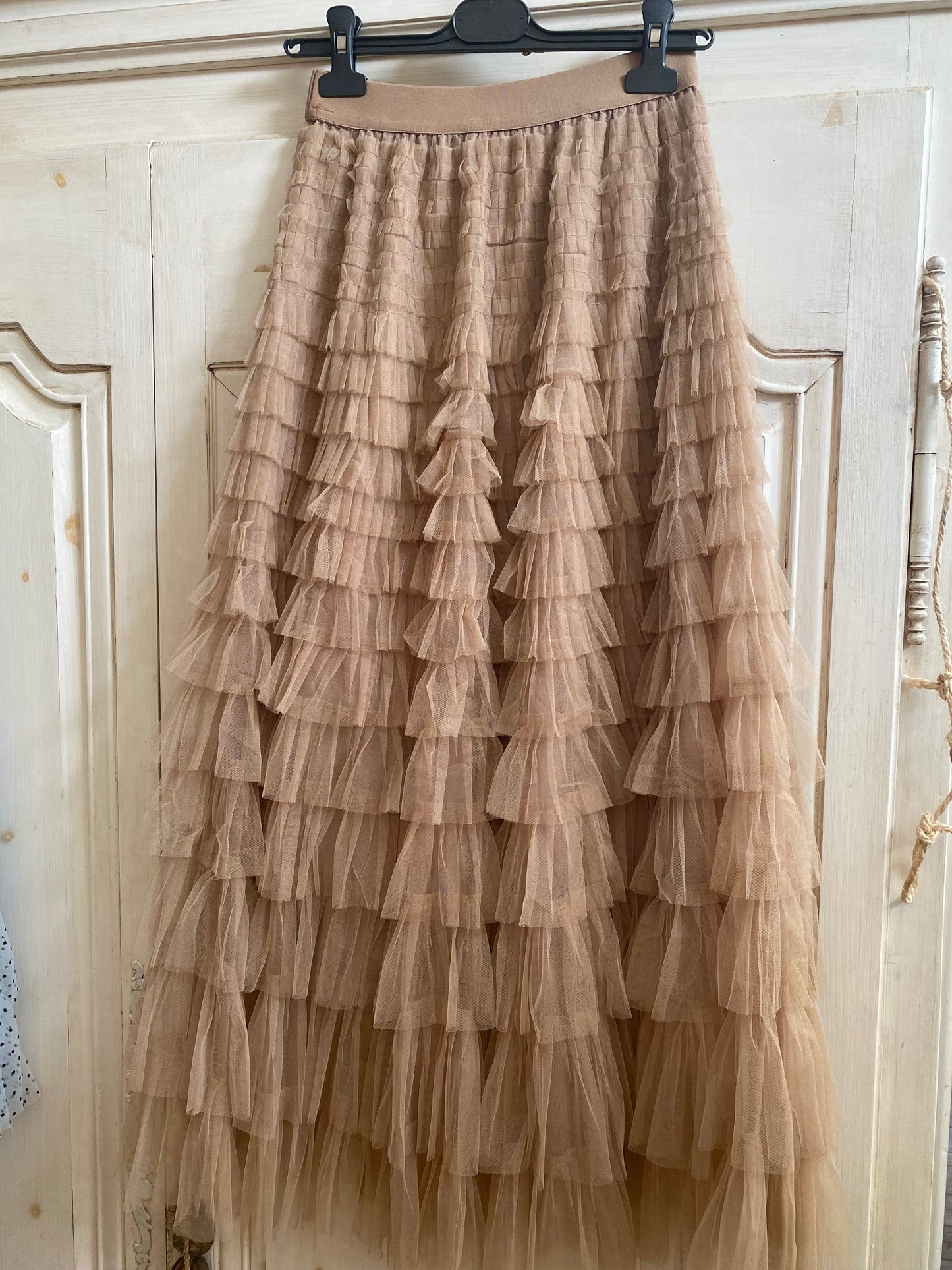 Jupe froufrou camel du 38 au 46