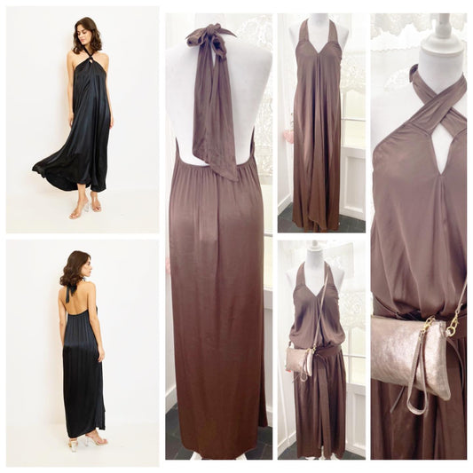 Robe Iris marron convient du 40 au 48