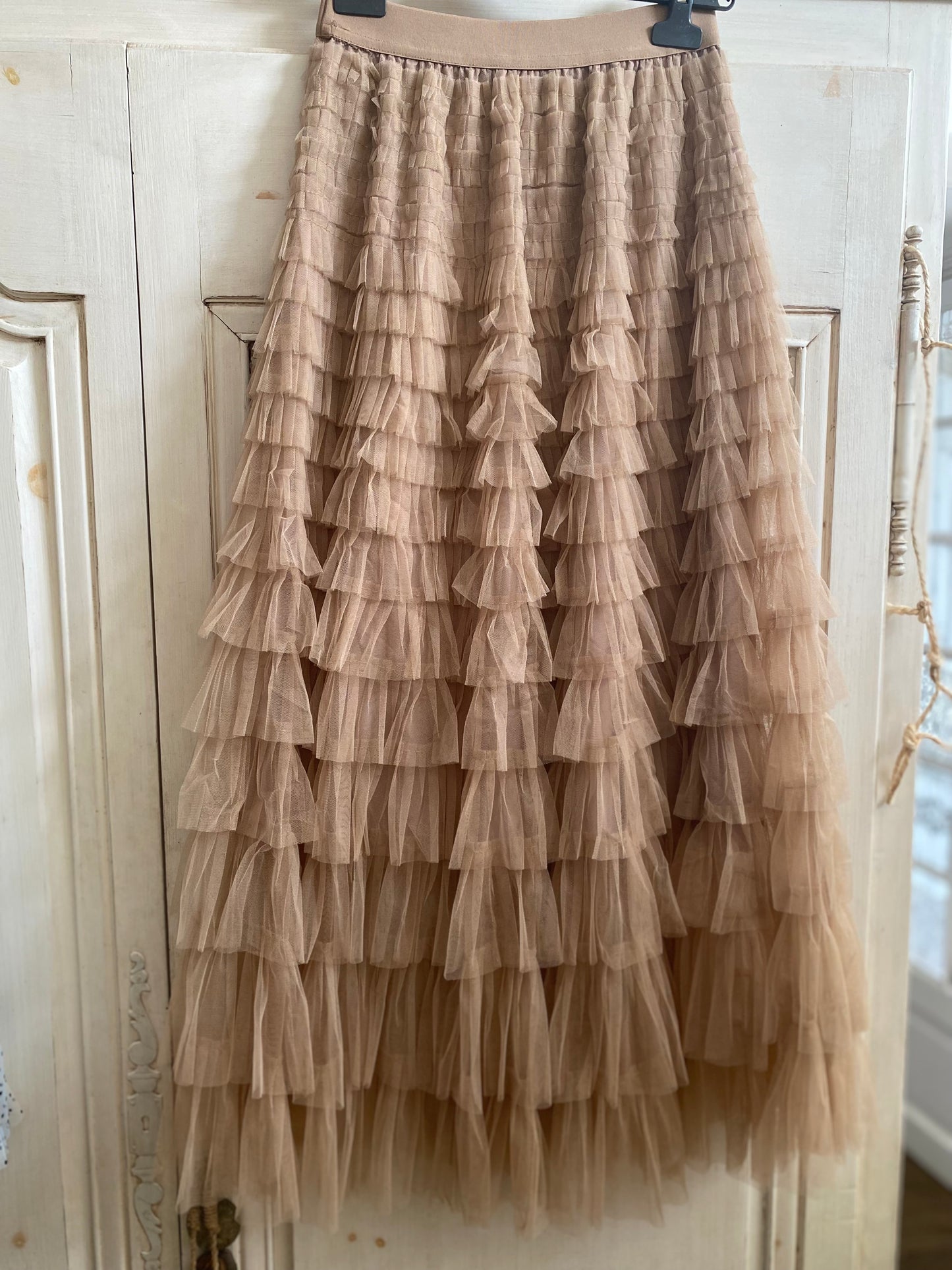 Jupe froufrou camel du 38 au 46