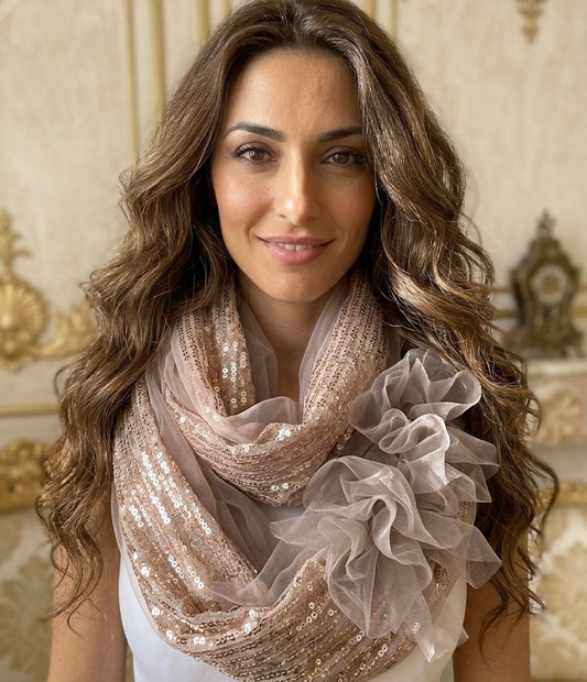 Snoods scintillant rose poudré