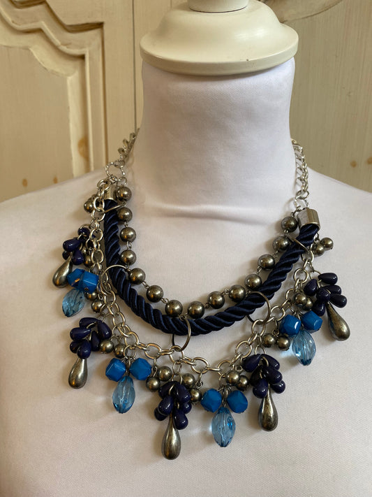Collier cascade bleu