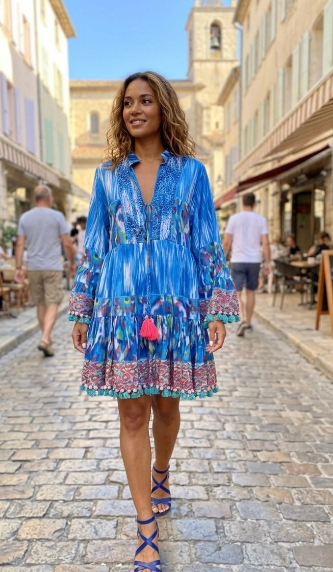 Robe ibiza bleu indigo convient du 40 au 46