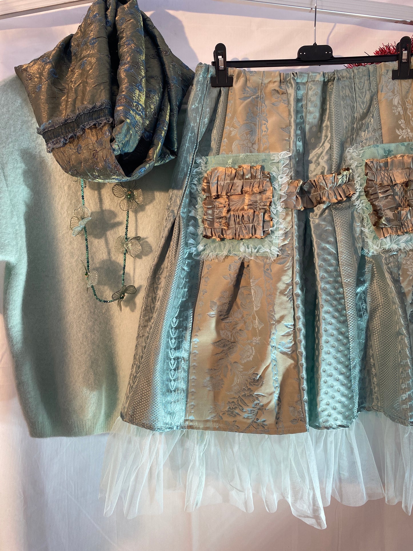 Jupe Taffetas de Soie Aqua