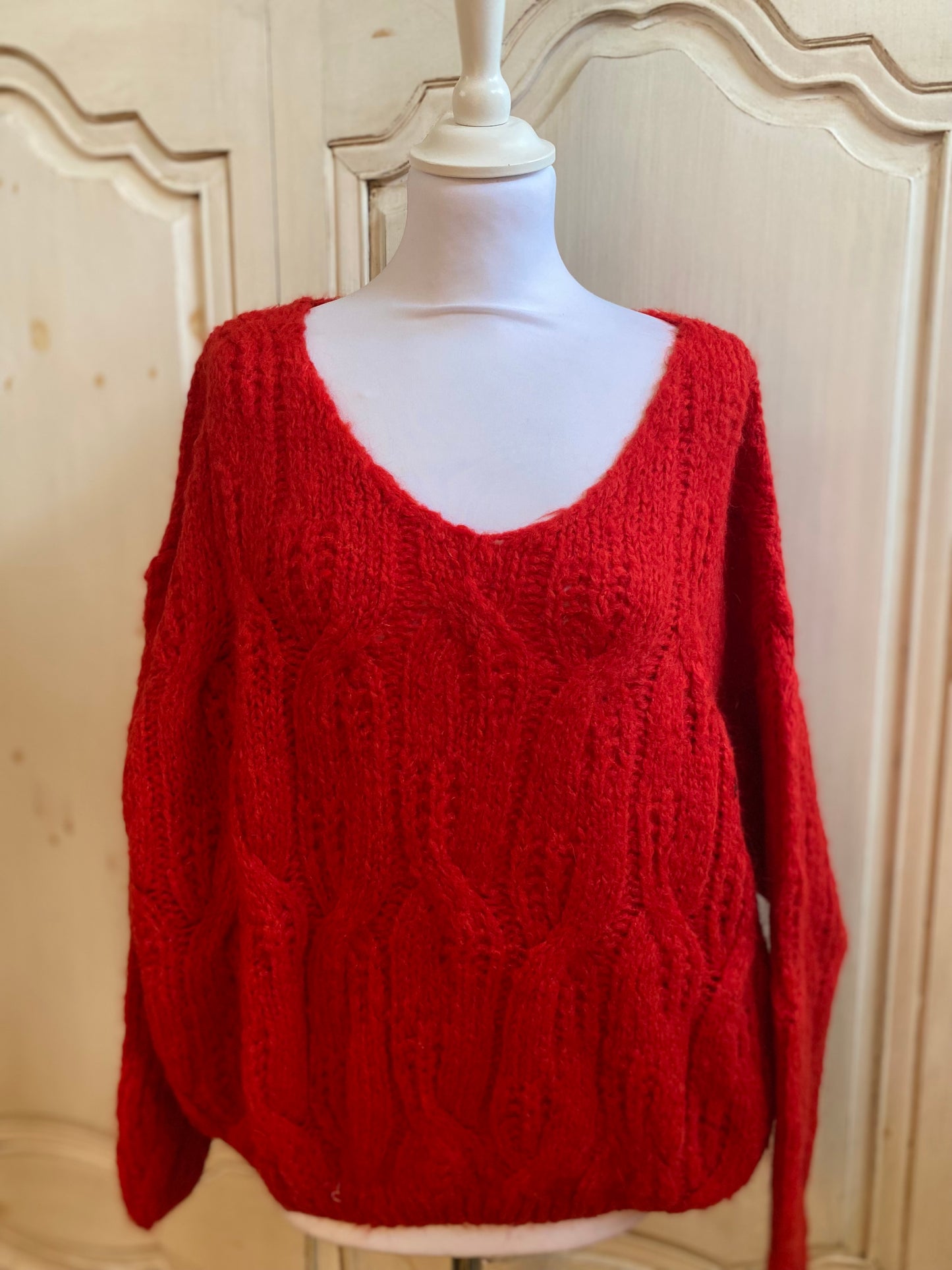 Pulls torsade Rouge du 40 au 50