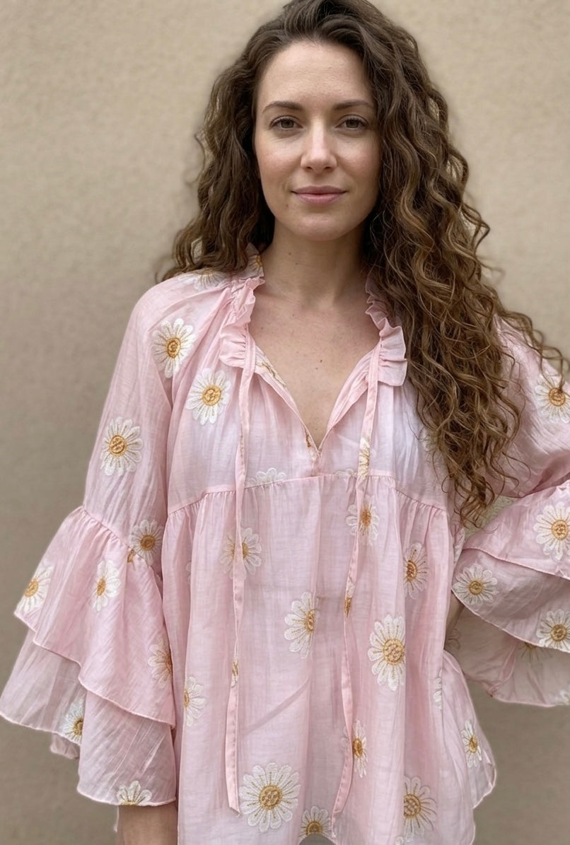 Blouse, fleurs rose convient du 40 au 48 ￼