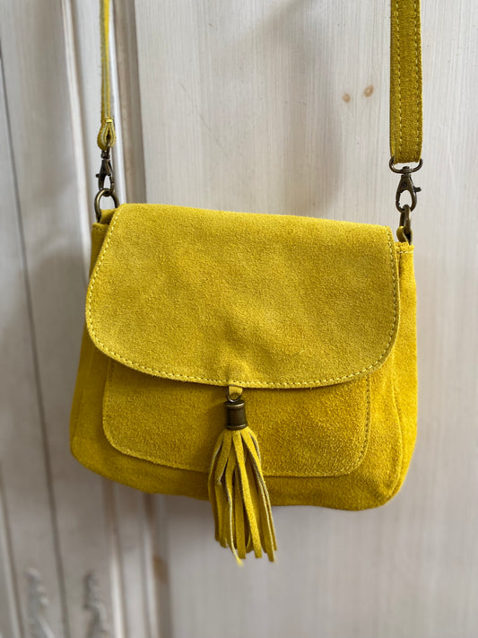Besace croûte de cuir Jaune