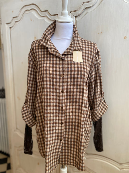 Chemise vichy marron du 40 au 46+
