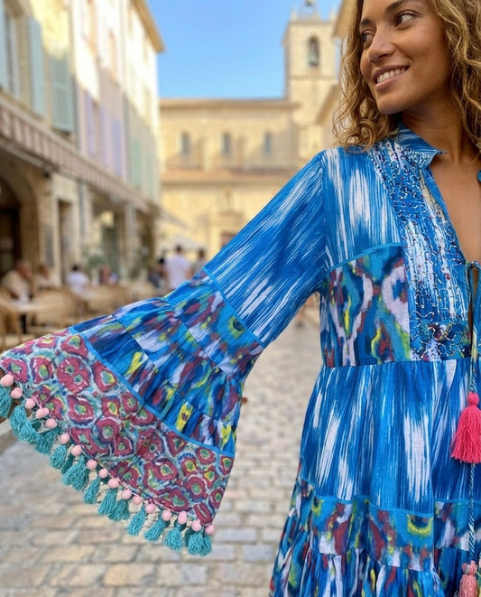 Robe ibiza bleu indigo convient du 40 au 46