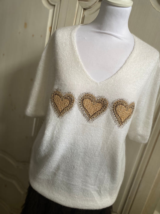Pull 3 cœur crème du 38 au 46