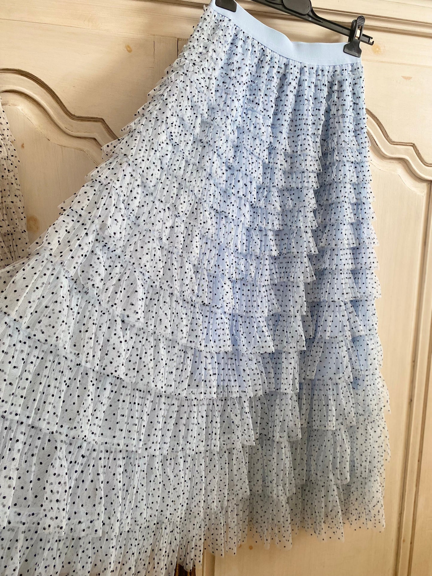 Jupe froufrou pois ciel du 38 au 46