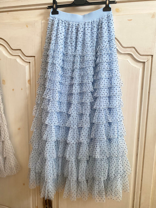 Jupe froufrou pois ciel du 38 au 46