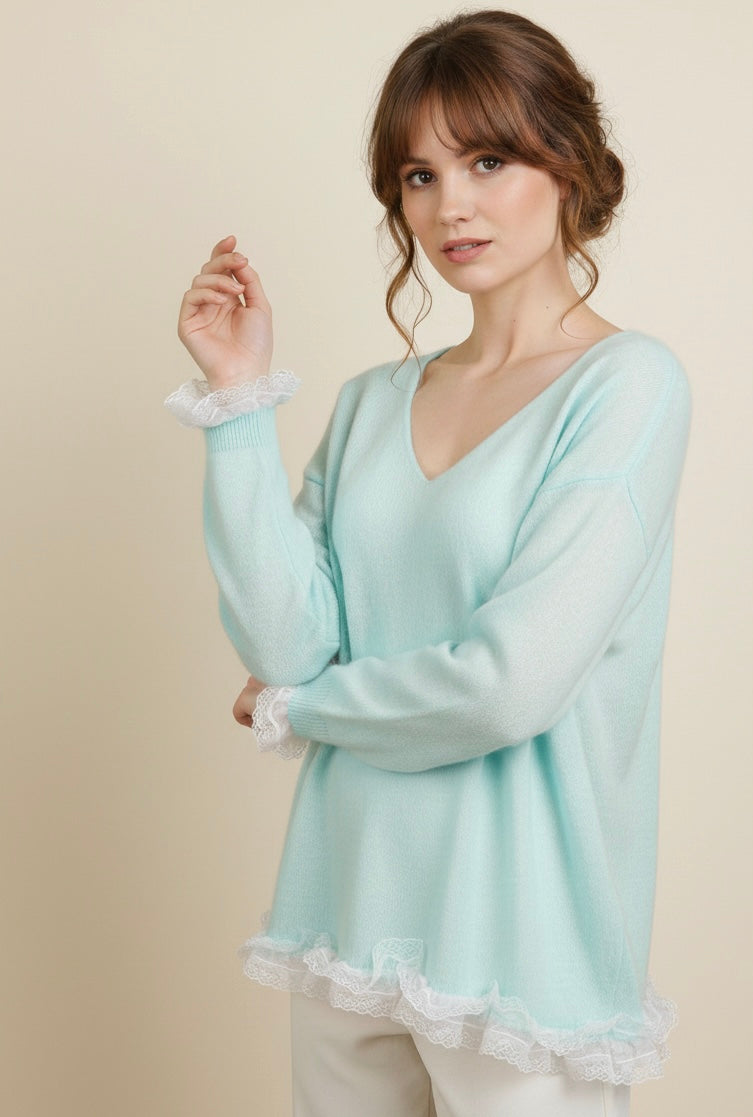 Pulls Anais aqua convient du 42 au 48
