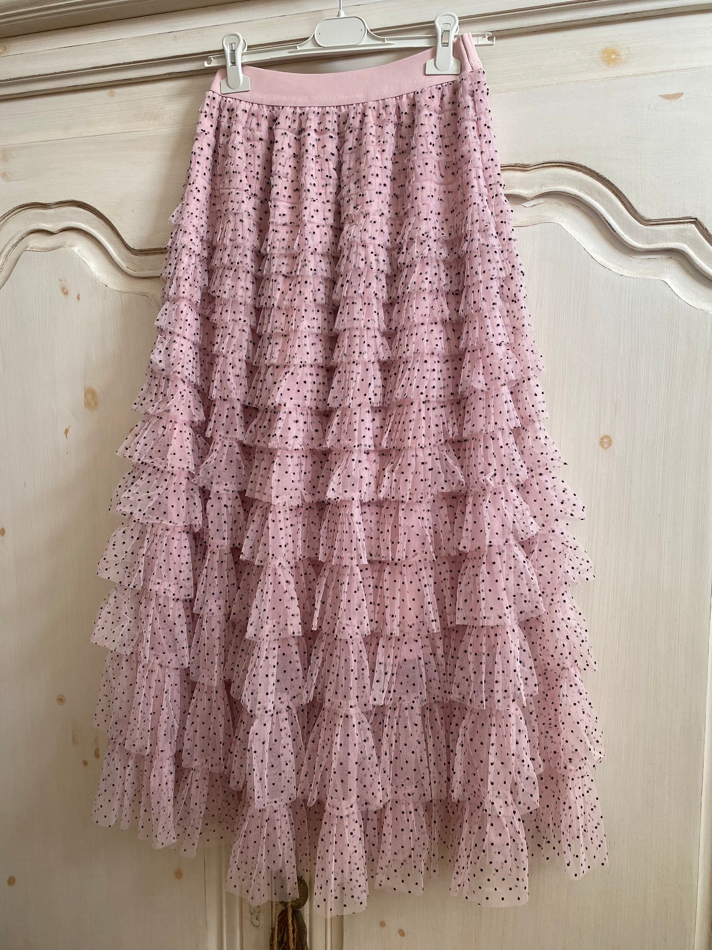Jupe froufrou pois rose  du 38 au 46