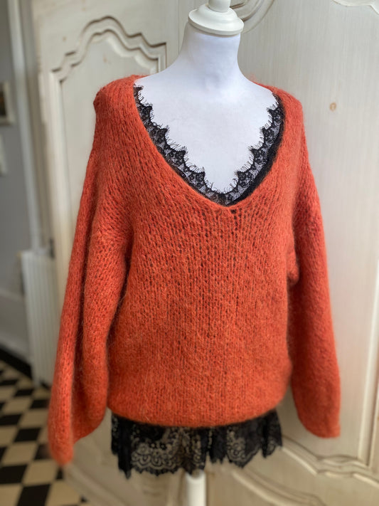 Pull Elise brique du 38 au 46