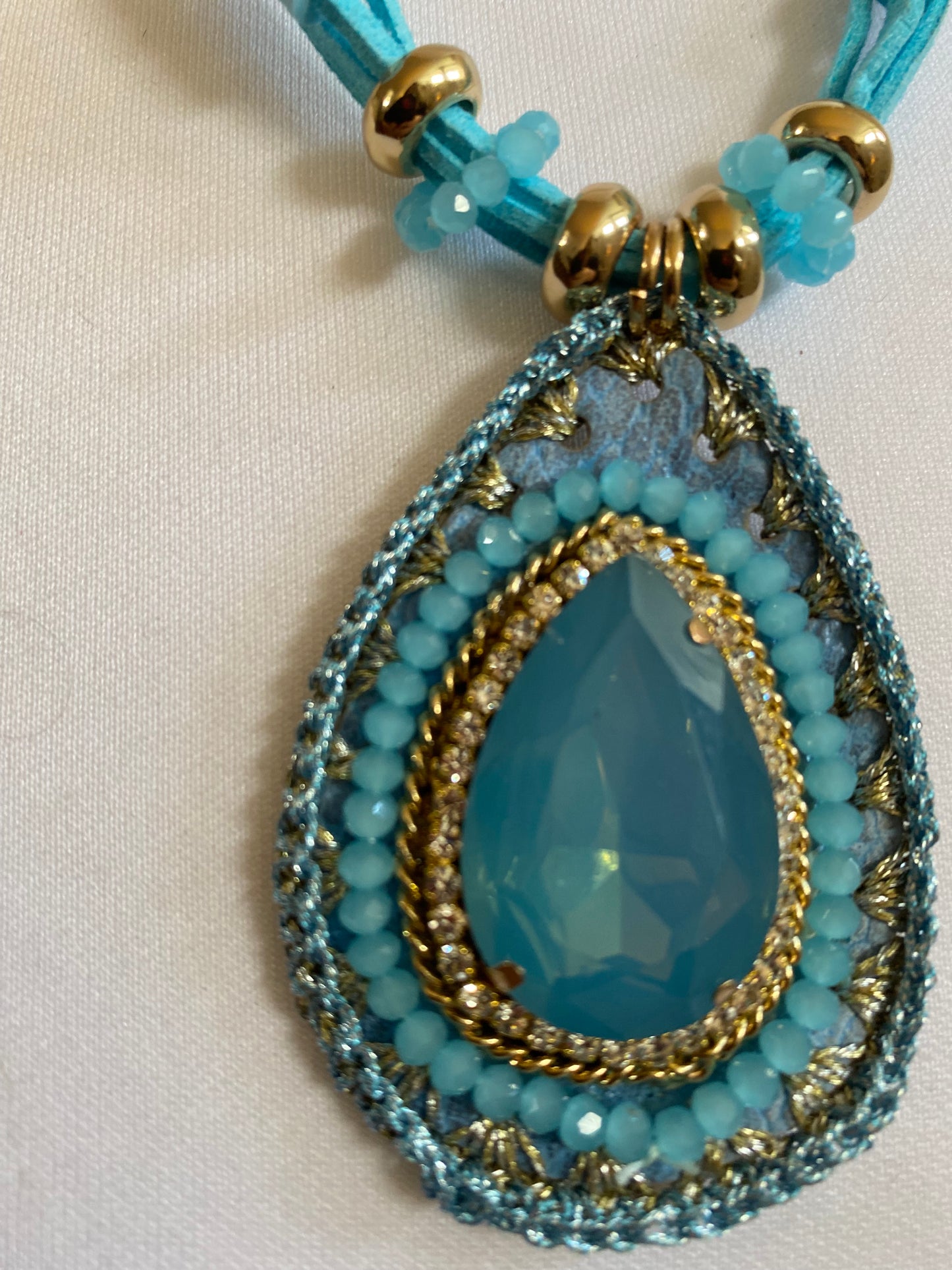 Collier Cristal turquois